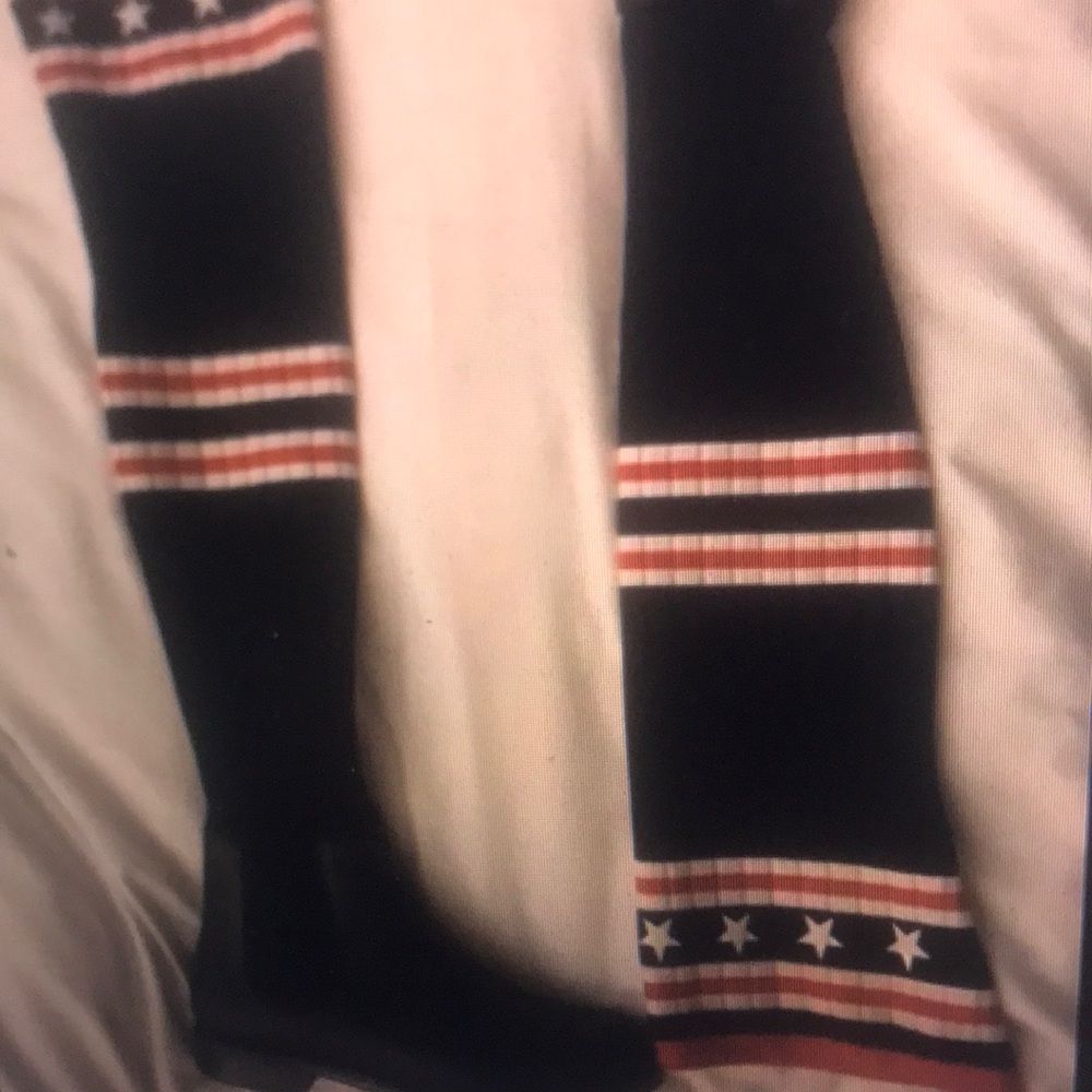 Black and Red Striped Scarf with Stars